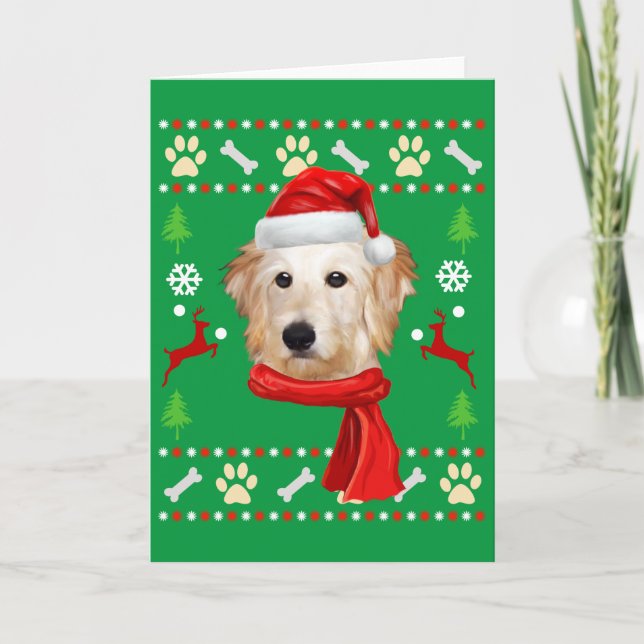 Goldendoodle Dog Ugly Christmas Card (Front)