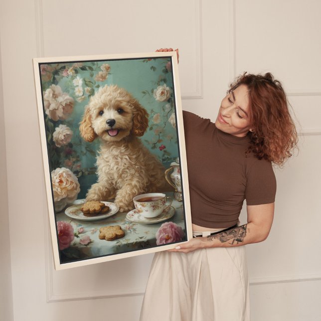 Goldendoodle Dog Vintage Tea Canvas Print (Creator Uploaded)