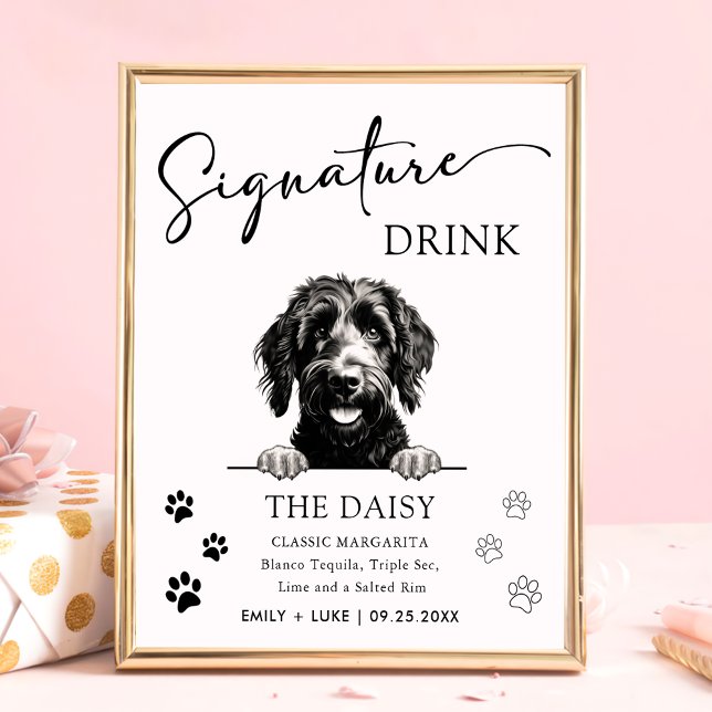 Goldendoodle Dog Wedding Signature Drink Sign (Creator Uploaded)