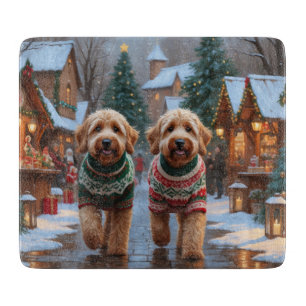 Goldendoodle Dogs Christmas Snow Holiday Cutting Board