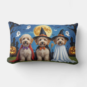 Goldendoodle Dogs Pumpkin Halloween Funny Lumbar Cushion