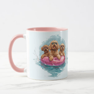 Goldendoodle Dogs Summer Pineapple Pool Float Mug