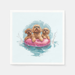 Goldendoodle Dogs Summer Pineapple Pool Float Napkin