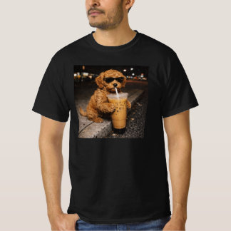 Goldendoodle Drinking Iced Coffee Funny Dog Meme T-Shirt