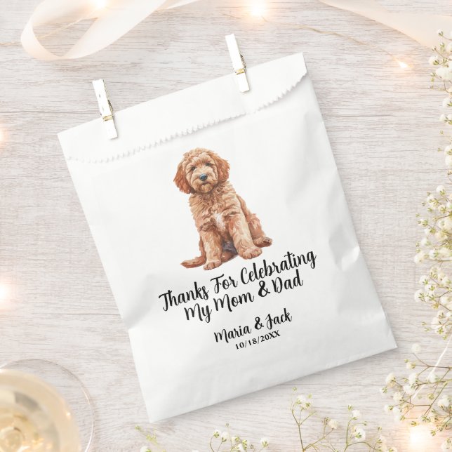 Goldendoodle Full Colour Pet Wedding Favour Bags (Clipped)