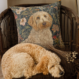 Goldendoodle Garden Tapestry Birthday Party Cushion