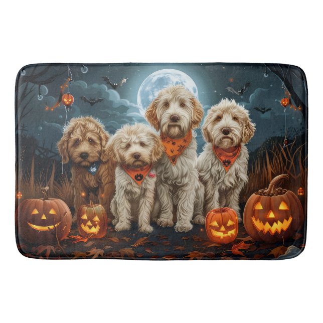 Goldendoodle Halloween Spooky  Bath Mat (Front)
