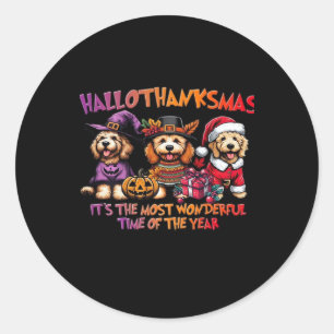 Goldendoodle Halloween Thanksgiving Christmas Clas Classic Round Sticker