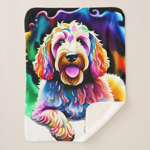 Goldendoodle Happy Dog Collection Sherpa Blanket