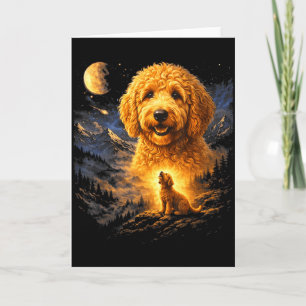 Goldendoodle Howling To The Moon Vintage 90s Funny Card