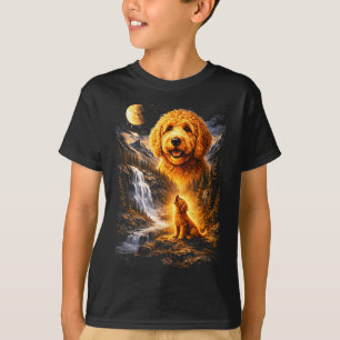 Goldendoodle Howling To The Moon Vintage 90s Funny T-Shirt