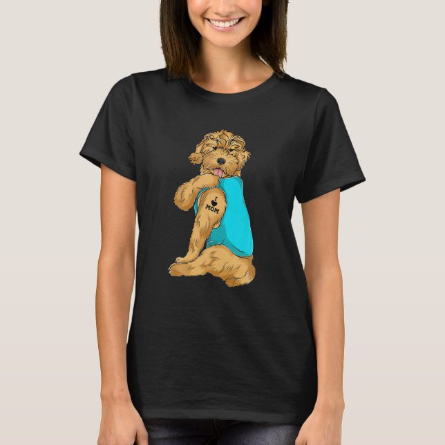 Goldendoodle I Love Mum Tattoo Apparel Dog Mum T-Shirt (Front)