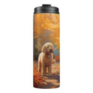 Goldendoodle in Autumn Leaves Fall Inspire  Thermal Tumbler