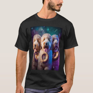 Goldendoodle In Space With Doughnuts Cute Doodle B T-Shirt