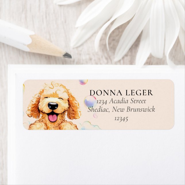 Goldendoodle Labradoodle Dog Personalised Address (Insitu)