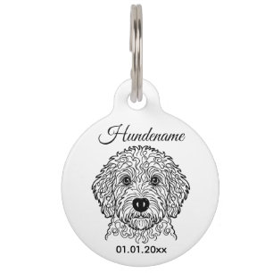 Goldendoodle Minimalist Line Art Personalized Tag