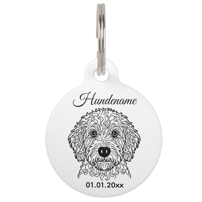 Goldendoodle Minimalist Line Art Personalized Tag (Front)
