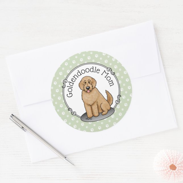 Goldendoodle Mum Doodle Mum (golden red) Dog mum Classic Round Sticker (Envelope)