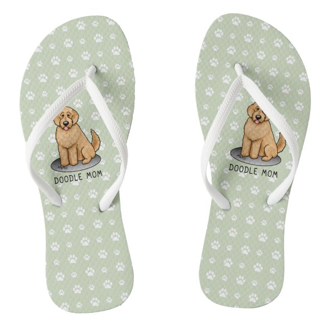 Goldendoodle Mum Doodle Mum (golden red) Dog mum Jandals (Footbed)
