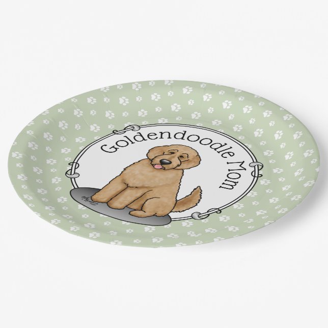 Goldendoodle Mum Doodle Mum (golden red) Dog mum Paper Plate (Angled)
