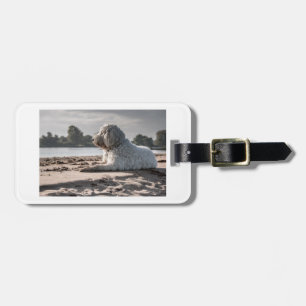 goldendoodle on beach luggage tag