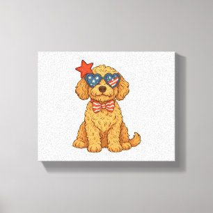 Goldendoodle Patriotic Clipart Canvas Print