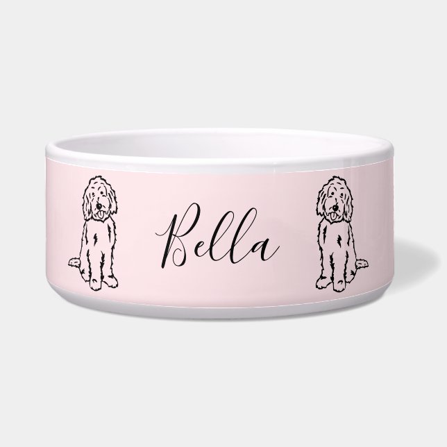 Goldendoodle Personalised Dog Water Bowl (Front)