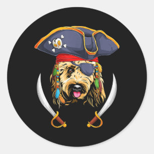 Goldendoodle Pirate Funny Halloween Groodle Dog Classic Round Sticker