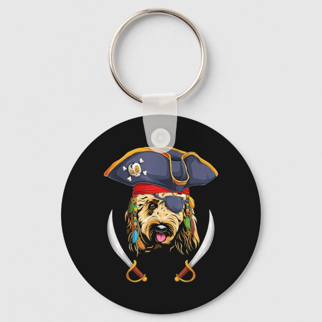 Goldendoodle Pirate Funny Halloween Groodle Dog Key Ring (Front)