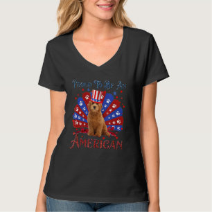 Goldendoodle Proud To Be An American Usa Flag 4th T-Shirt