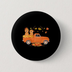 Goldendoodle Pumpkin Truck Fall Leaf Thanksgiving  6 Cm Round Badge
