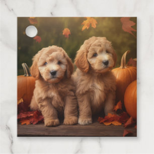 Goldendoodle Puppy Autumn Delight Pumpkin  Favour Tags