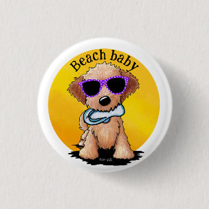 Goldendoodle Puppy Beach 3 Cm Round Badge
