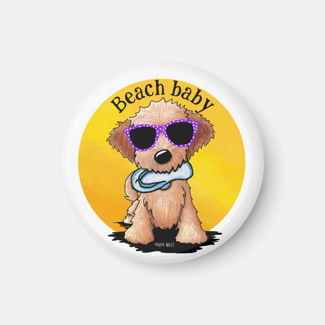 Goldendoodle Puppy Beach Magnet (Front)