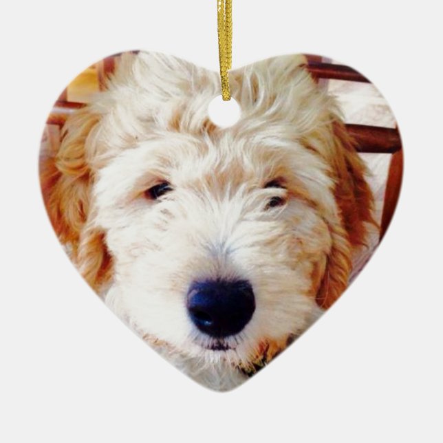 Goldendoodle Puppy Ceramic Tree Decoration (Front)