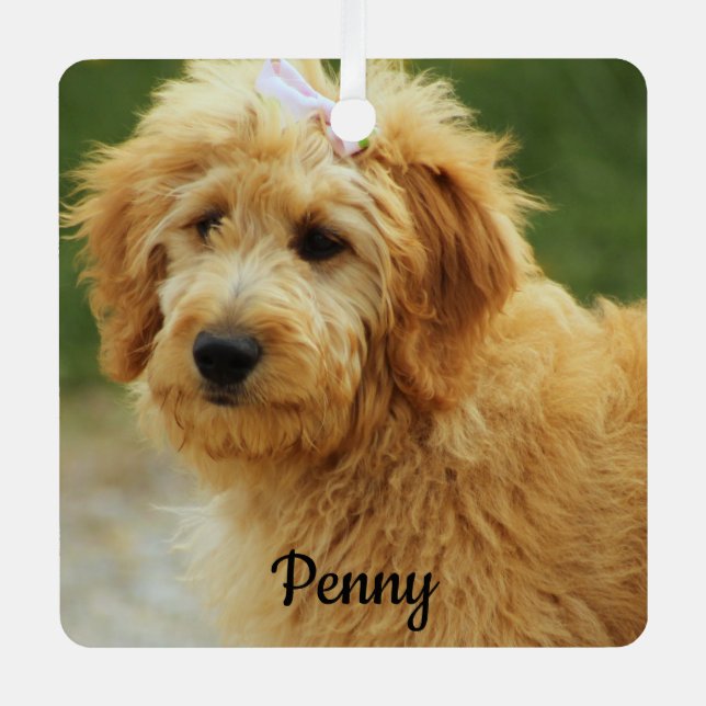 Goldendoodle Puppy Dog Metal Tree Decoration (Front)