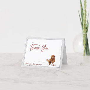 Goldendoodle Puppy Dog Personalise Bone Ribbon     Thank You Card