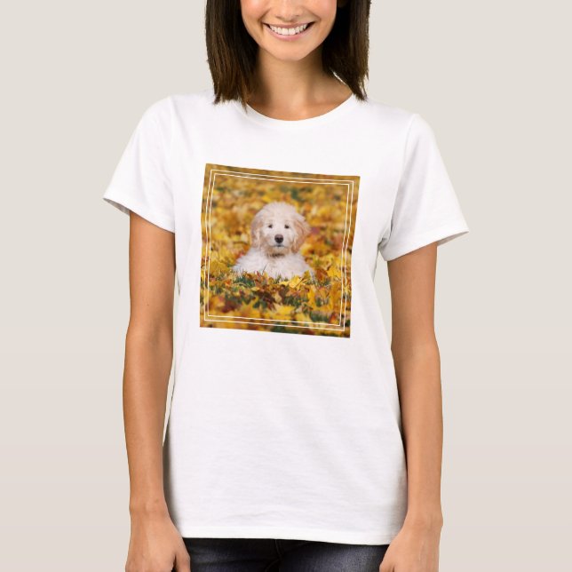 Goldendoodle Puppy In Fall Leaves T-Shirt (Front)