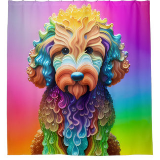 Goldendoodle Puppy Lil Dood Colourful Shower Curtain