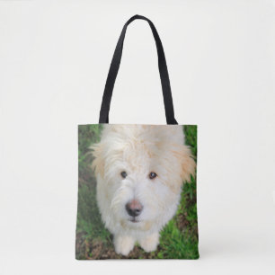 Goldendoodle Puppy Looking At Camera Tote Bag