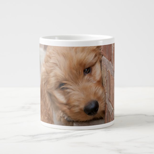 Goldendoodle Puppy Peeking Large Coffee Mug (Front)