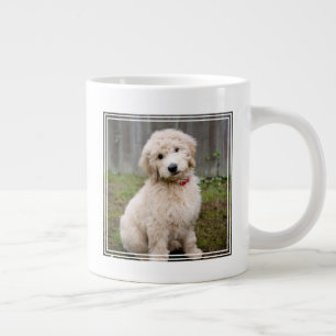 Goldendoodle Puppy Sits In Grass Large Coffee Mug
