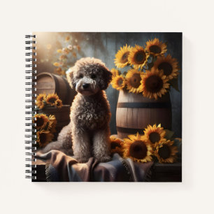 Goldendoodle Puppy with Sunflowers Notebook