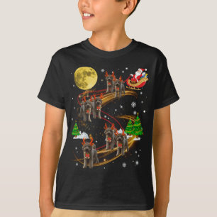 Goldendoodle Reindeer Christmas Dog Riding Santa X T-Shirt
