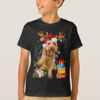 Goldendoodle Reindeer Christmas Lights Funny Dog X