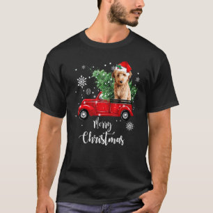 Goldendoodle Ride Red Truck Christmas Pajama T-Shirt