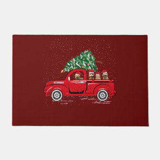 Goldendoodle Riding Red Truck Santa Christmas Paja Doormat