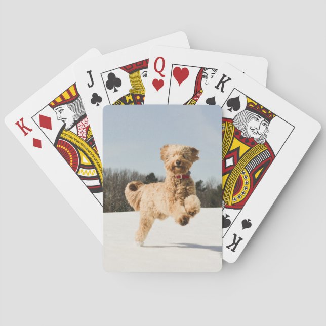 Goldendoodle Running Through Field Playing Cards (Back)