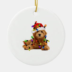 Goldendoodle Santa Dog Ceramic Tree Decoration