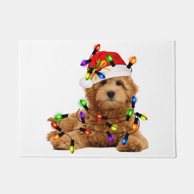 Goldendoodle Santa Dog Doormat (Front)